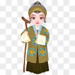 手绘京剧戏曲角色彩旦插画元素