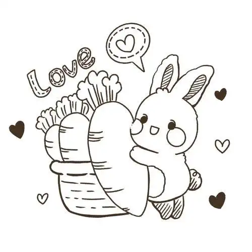 黑白可爱插图简笔画