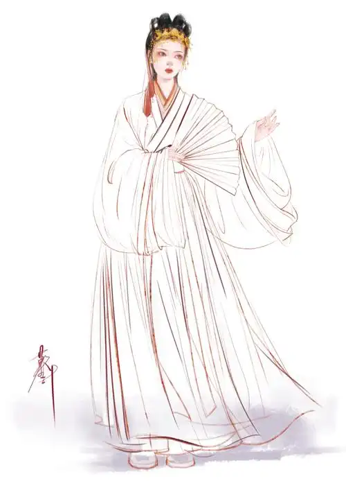 古风汉服插画板绘教程-服装画/服装设计手稿 - 穿针引线服装论坛