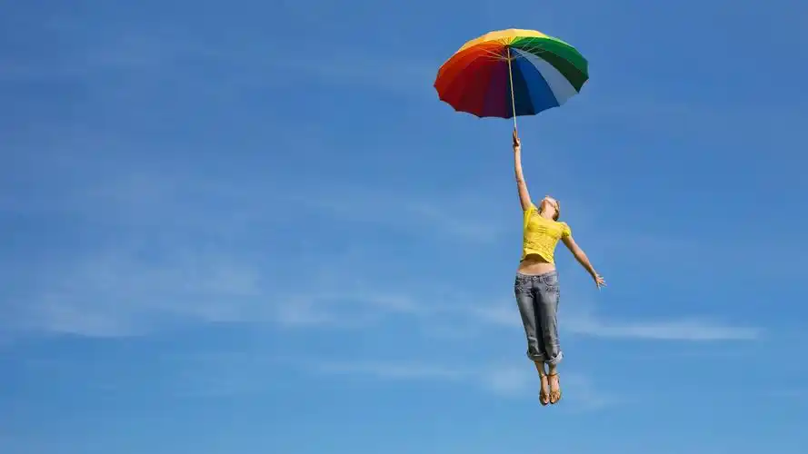 女孩 伞 天空 飞行 非主流 桌面 壁纸壁纸锁屏壁纸图片_动态桌面壁纸