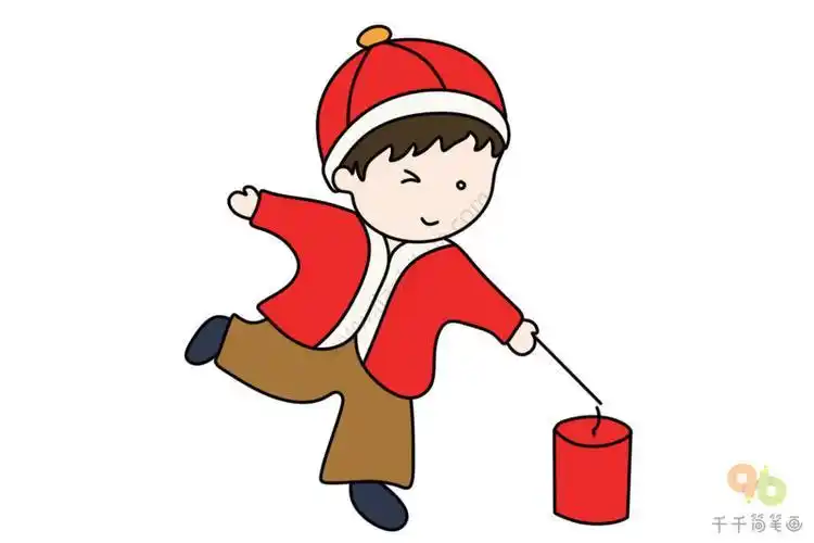 春节可爱小人简笔画