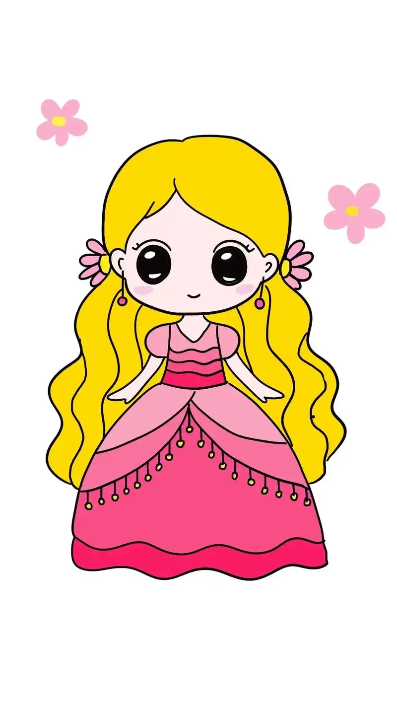 可爱小公主卡通图画.#一学就会系列 #一起学画画 #想画就画 - 抖音