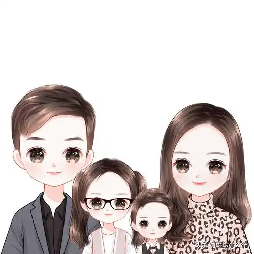 换个头像吧,一家四口五口卡通全家福头像,儿女双全美满温馨