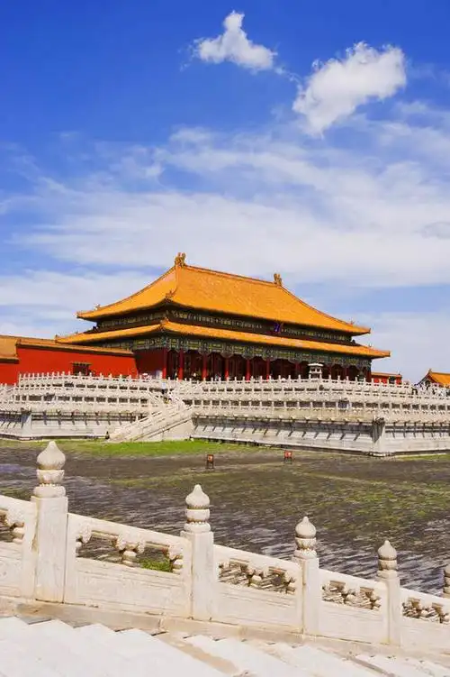 无人,故宫,宫殿,栏杆,竖图,室外,白天,仰视,旅游,度假,名胜古迹,日落