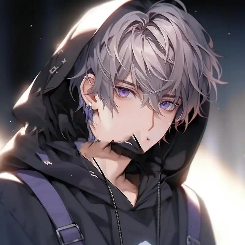 男生头像|紫发连帽外套帅气高冷校草