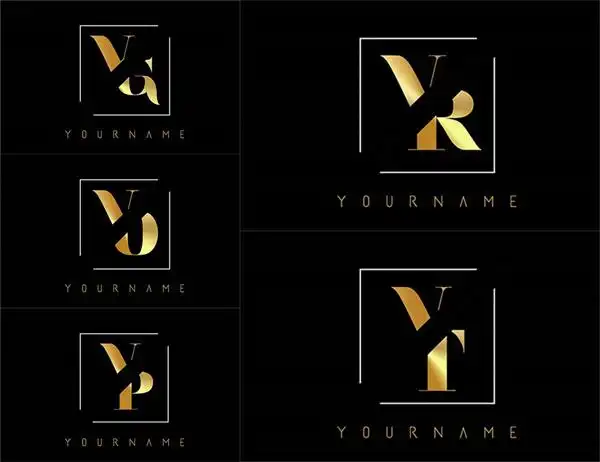 0点关键词:金色双字母组合创意标志矢量素材3,标志设计,logo设计,创意