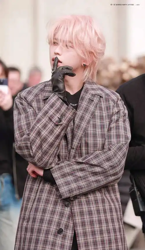 蔡徐坤粉色头发格子大衣造型好惊艳,仿佛漫撕男从小说中走了出来_坤坤