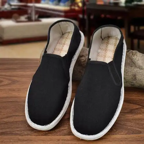 老北京布鞋男款千层底一脚蹬爸爸鞋