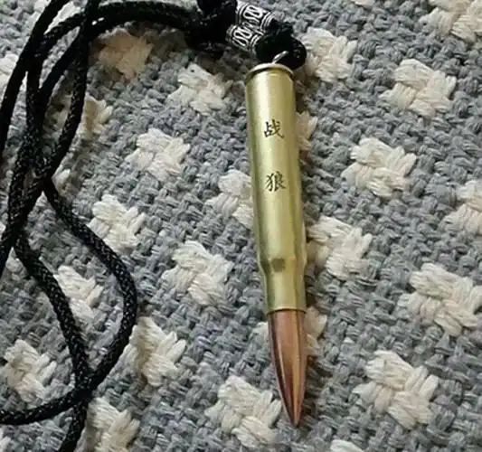子弹头项链真男子弹壳挂件子弹吊坠子弹壳挂饰纪念品 大92项链(工艺头