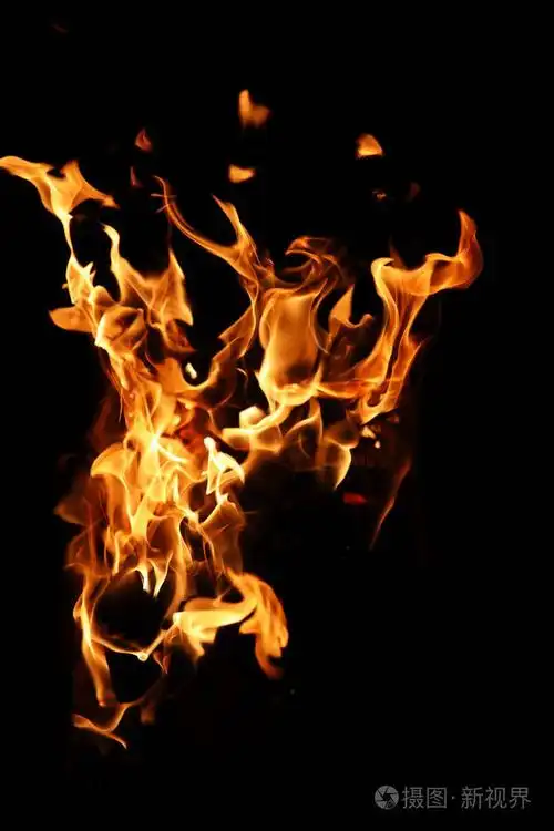 火焰中的橘黄色颜色从燃烧冷杉的舌头