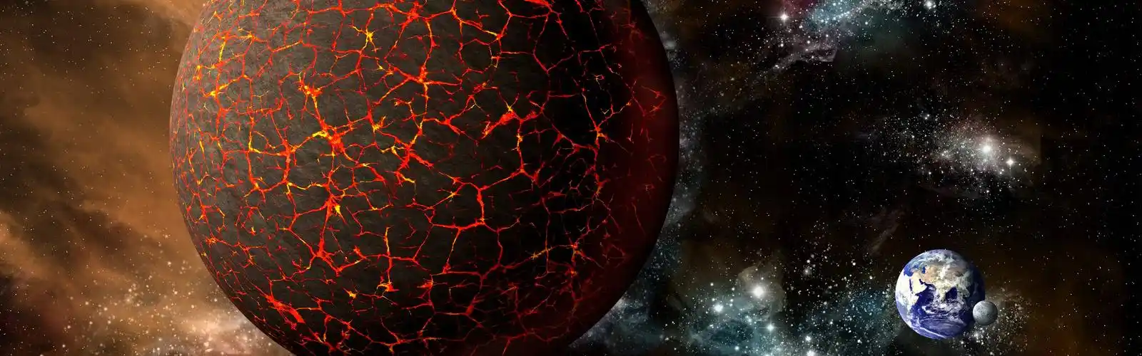 热的星球,火,空间,地球,月亮 壁纸 - 3840x1200 双屏全景