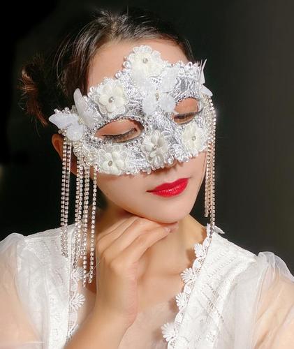假面女凰威尼斯名媛蕾丝面纱面具私人派对舞会网红直播万圣节蒙面 a款