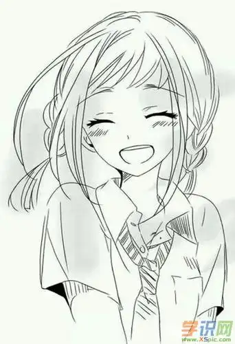 简单铅笔画动漫女生图片