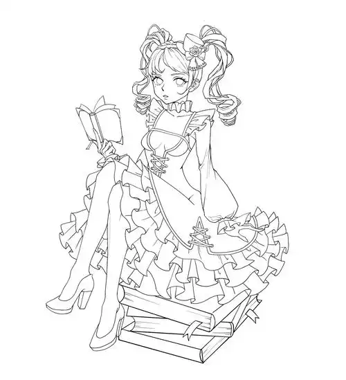 日系角色线稿|插画|游戏原画|tusk1997 - 原创作品 - 站酷 (zcool)