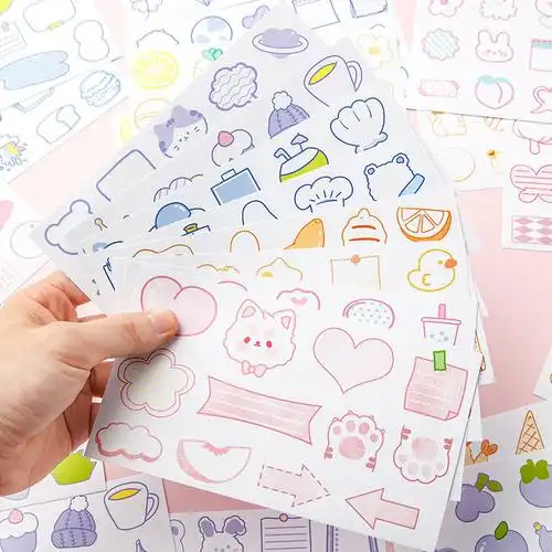 书写气泡手帐贴纸可爱卡通少女ins风手账贴纸贴画趣味创意小图案