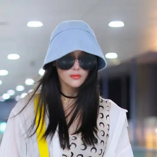 张馨予同款渔夫帽圆顶小众遮阳帽牛仔蓝韩版日系帽子女夏明星盆帽