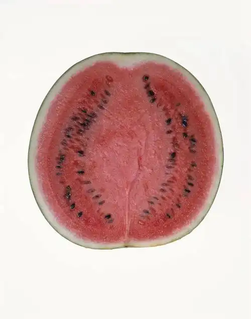 无人,竖图,室内,特写,白天,白色背景,正面,西瓜,水果,切开,新鲜,生食