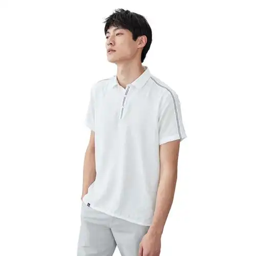 hla海澜之家半开襟翻领休闲上衣2019夏季纯色套头短袖上衣男hnzpj2