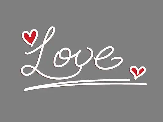 创意手写白色love英文艺术字为爱告白