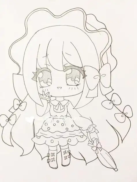 笔画简笔画临摹彩铅绘画萌萌哒q版小女孩简笔画可爱卡通小女孩简笔画