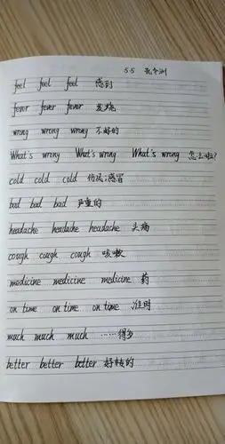 五年级345班第三单元单词书写优秀作品展