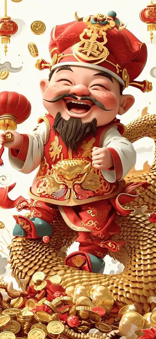 正月初五迎财神|精美无水印高清财神爷壁纸.