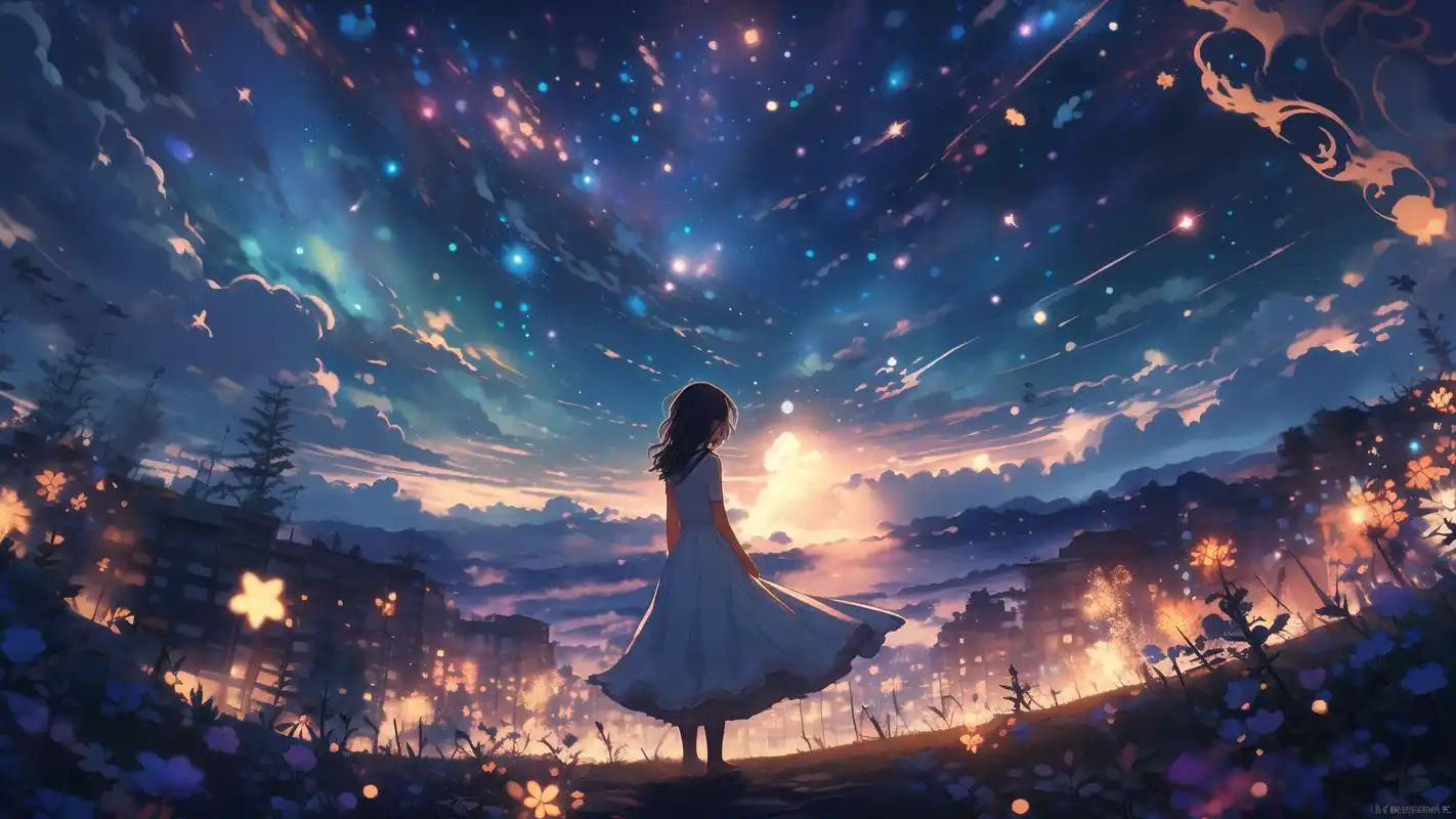 这些动漫手绘星空壁纸真是太美了,每一张都让人仿佛置身于浩瀚的宇宙