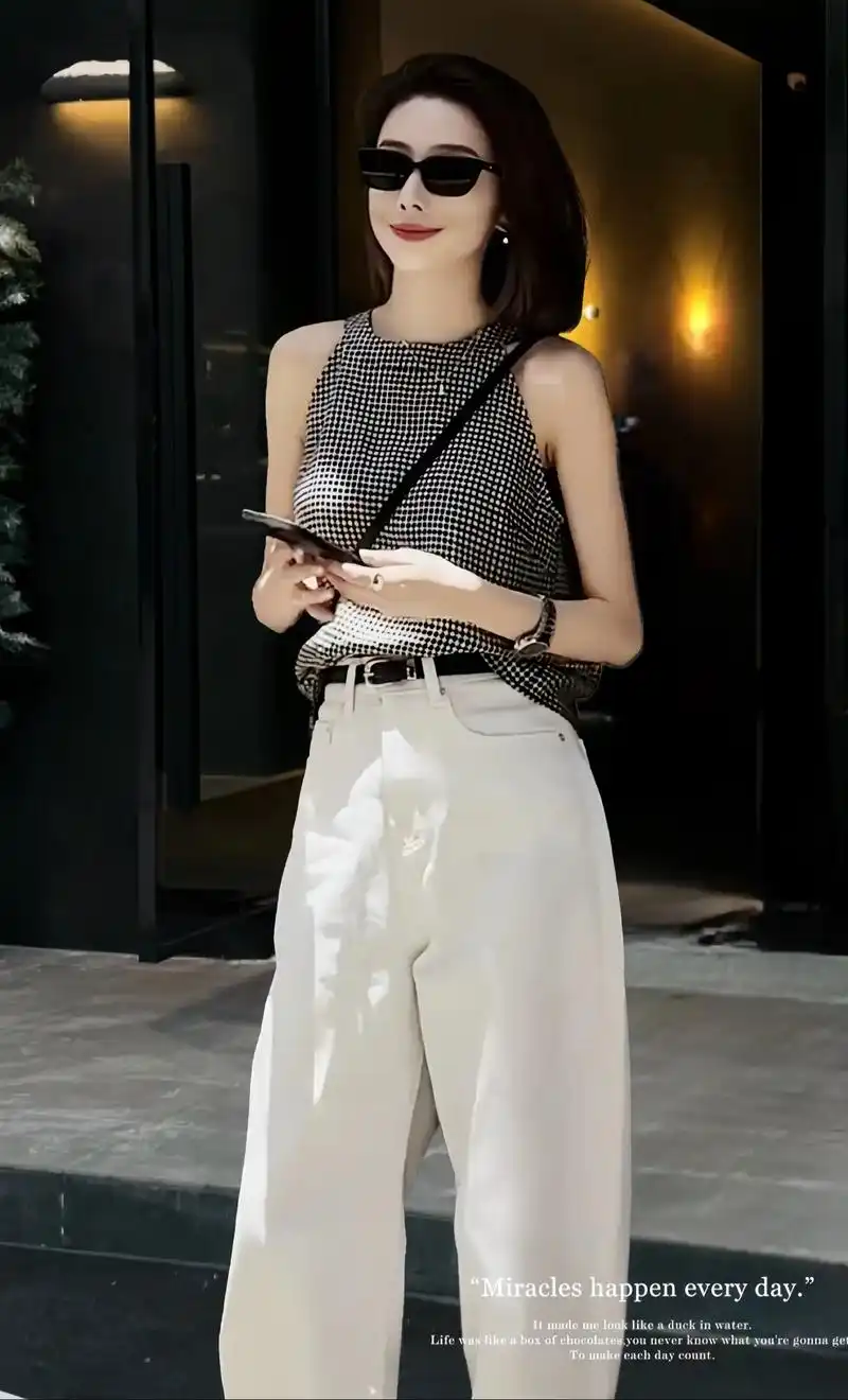 2024夏季新款时尚百搭款式女装气质韩版背心上衣裤子长款女潮 - 抖音