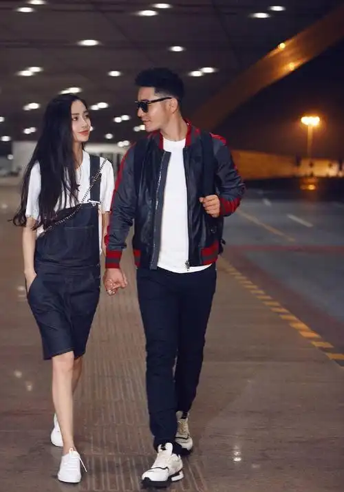 angelababy,黄晓明最新街拍