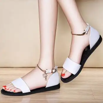 洛克美伦凉鞋女 2018新款夏季夏鞋夏款凉鞋女沙滩鞋女式露趾平底单鞋