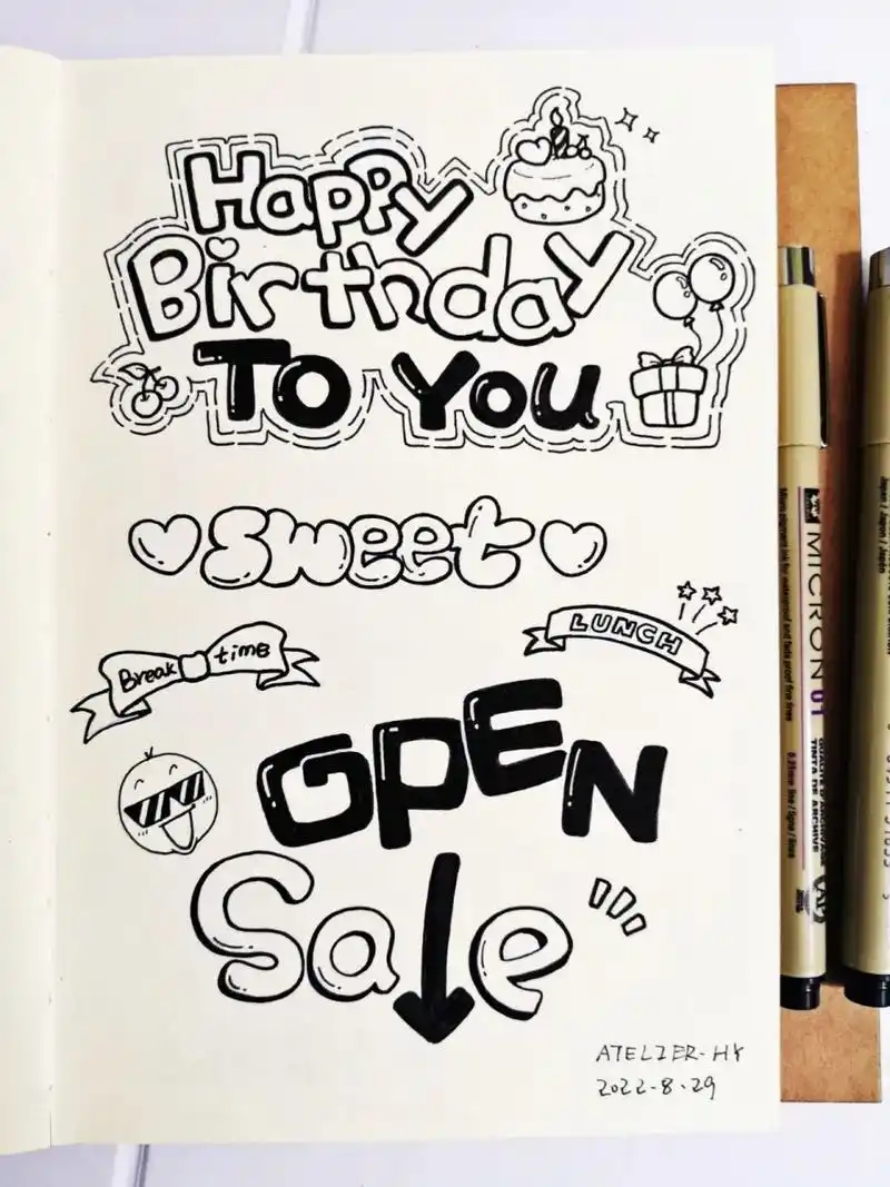 手绘pop字体 (第一篇),手账素材,简笔画 画一些平时可能会用上的单词