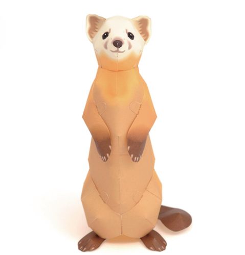 儿童手工折纸diy拼装立体3d纸质模型制作仿真小动物黄鼠狼纸玩偶