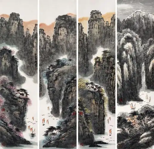 樊建文 山水四屏_安徽文萃 2015迎春书画艺术品拍卖会_安徽文萃_拍品