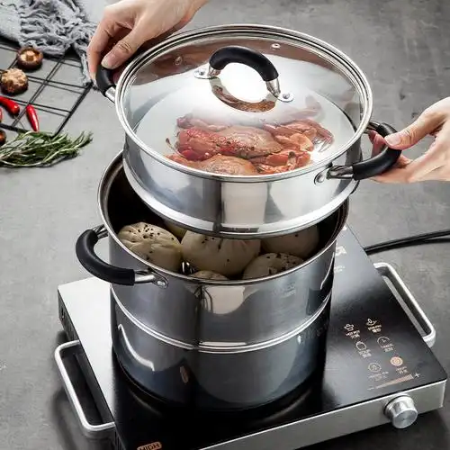 美厨家用不锈钢两层笼屉蒸锅馒头炖锅汤锅燃气蒸锅