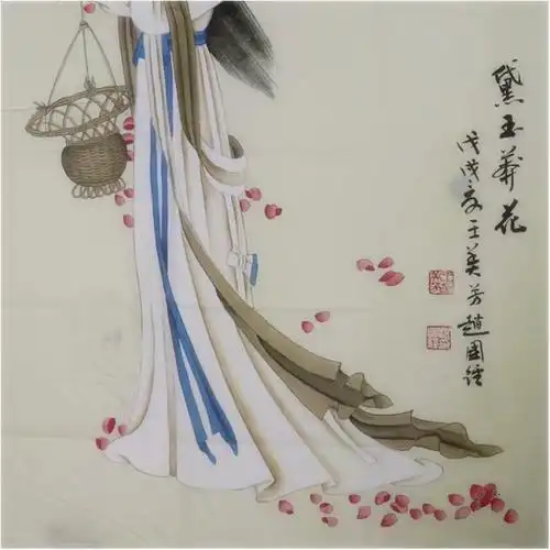 王美芳赵国经夫妇工笔人物黛玉葬花三尺竖幅真假_图片_价格_评级-书画