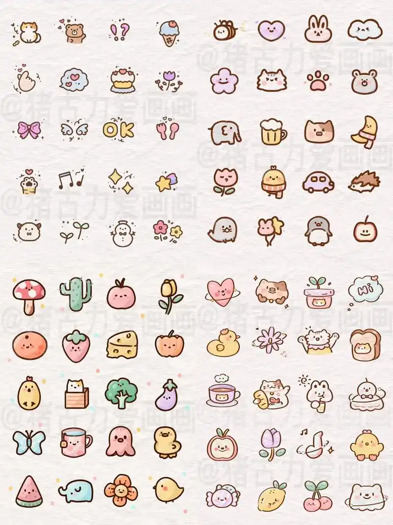 简笔画|小贴纸合集来啦.喜欢画这些简单又治愈的小可爱 #创作 - 抖音