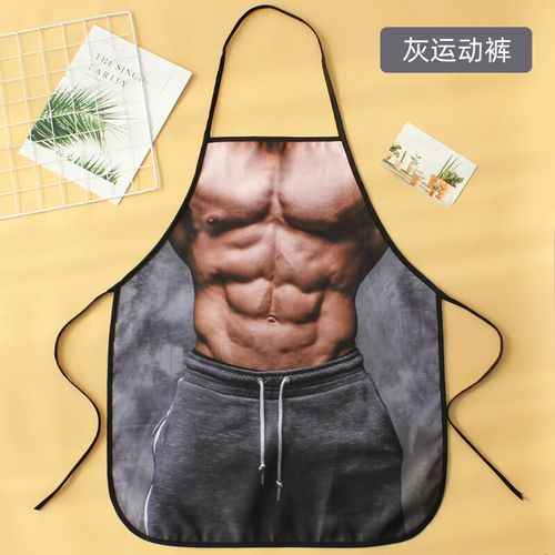 窑百绅猴创意肌肉搞怪腹肌围裙厨房家用防水个性猛男罩衣餐饮定制围腰