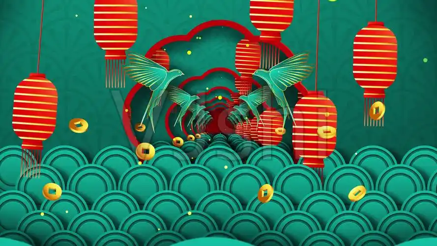 4k新年中国风古典喜庆国潮大背景_4096x2304_高清视频素材下载(编号