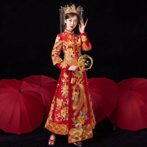 秀禾服新娘汉服新款中式婚纱结婚汉服凤冠霞帔古装情侣婚服出阁服