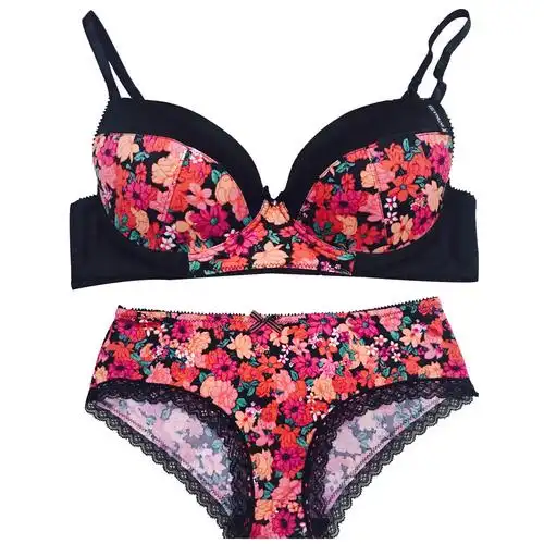 新设计 ropa 内部女性内衣套装与美丽的花印花胸罩 penty