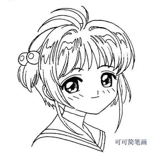 侧脸小女孩简笔画卡通