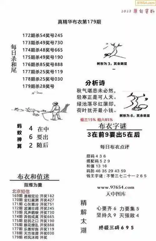 23179期真精布衣3d正版布衣123456原创