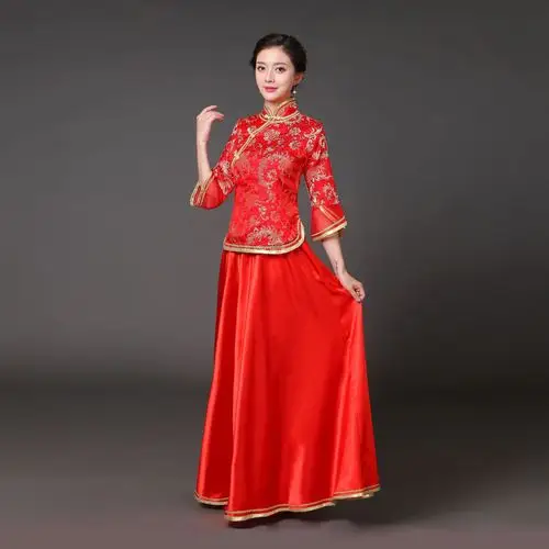 民国风大合唱团演出服装伴娘服装成人中老年古筝表演礼服高中学生