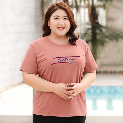 200斤胖m宽松t恤女弹力短袖衫中年ma妈夏装透气jia肥加显瘦凉sn1362