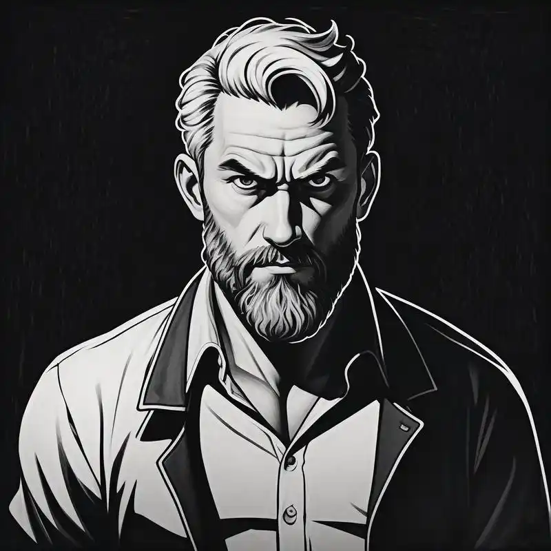 黑白素描大叔头像0669♂15彰显成熟魅力