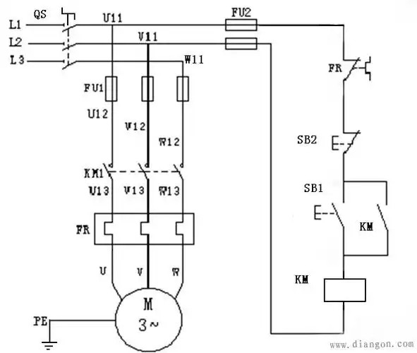 电机自锁接线图 - 电路图分享_电工学习网