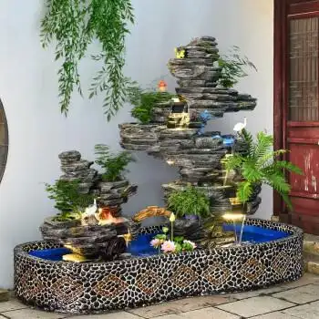 全诺酷大型鱼池假山流水喷泉造景鱼缸客厅室内户外庭院瀑布叠水景观