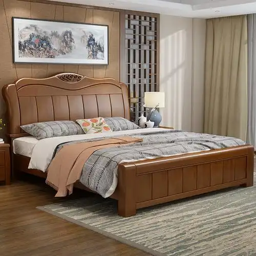 实木床双人床高箱储物床简约现代中式床18米15m经济型床主卧床