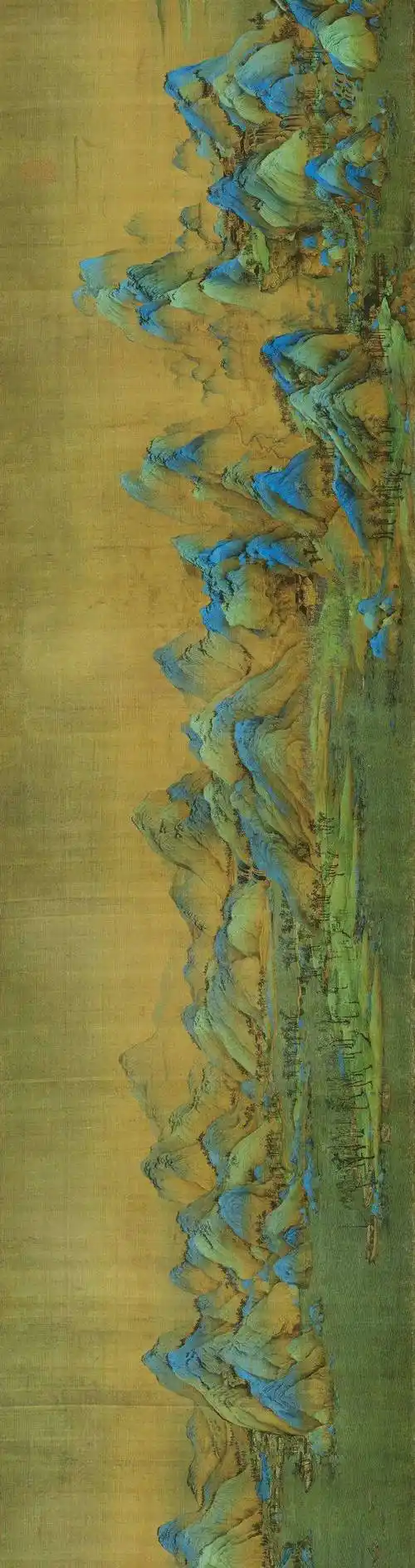 王希孟出圈作品《千里江山图》高清欣赏_蔡京_山水_石绿