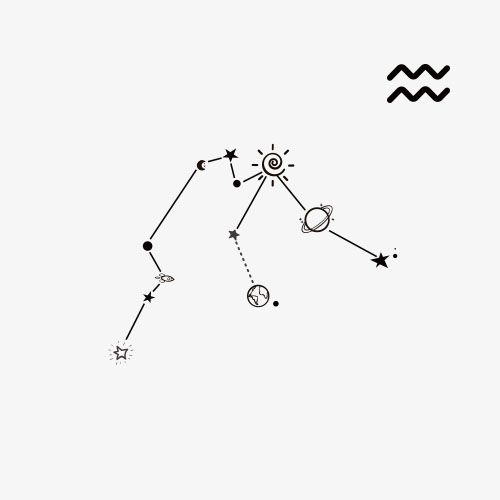 十二星座之水瓶座简约线条星球宇宙小清新纹身贴